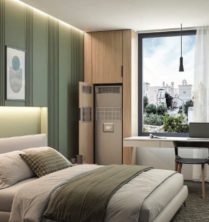 Unico Vertical als Standgerät im Schlafzimmer