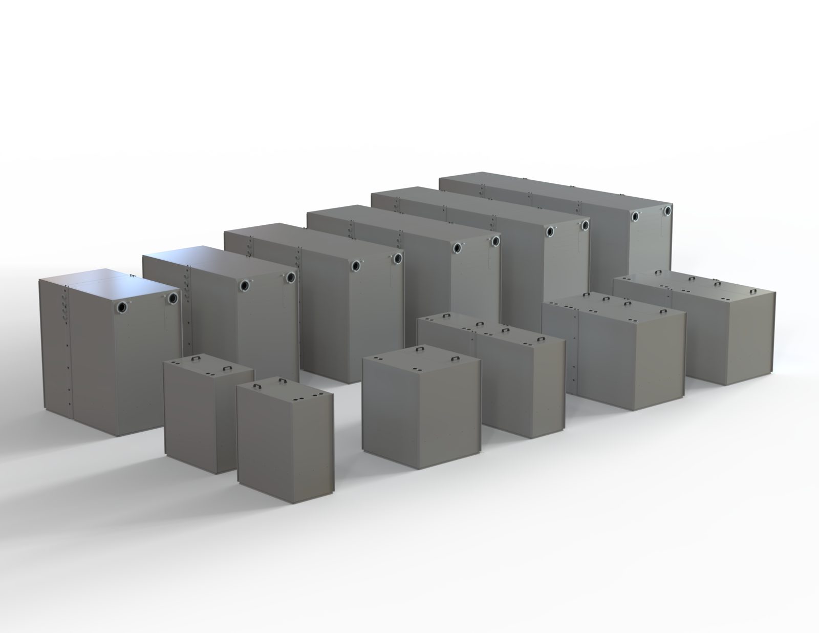 Modulare Blechtanks in verschiedenen Größen